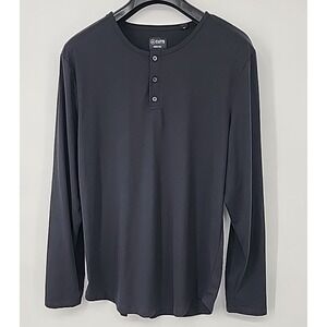 Cuts Clothing Curve-Hem Henley Long Sleeve Tee Men's XXL 2XL Black Pyca Pro NWOT